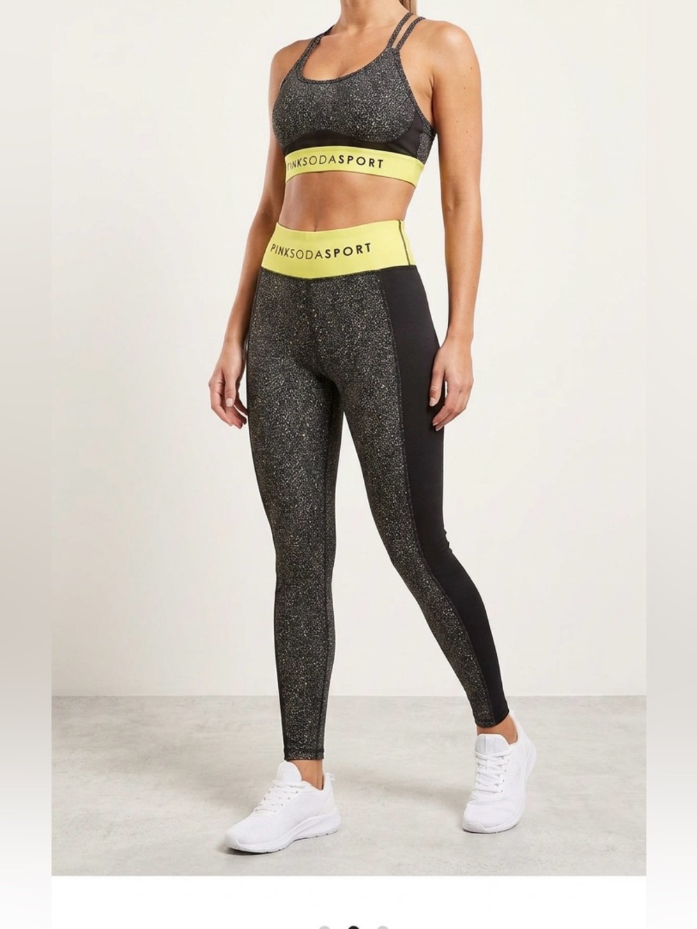 Black & Neon Yellow High-Waist Leggings Size 3XS, new with tags